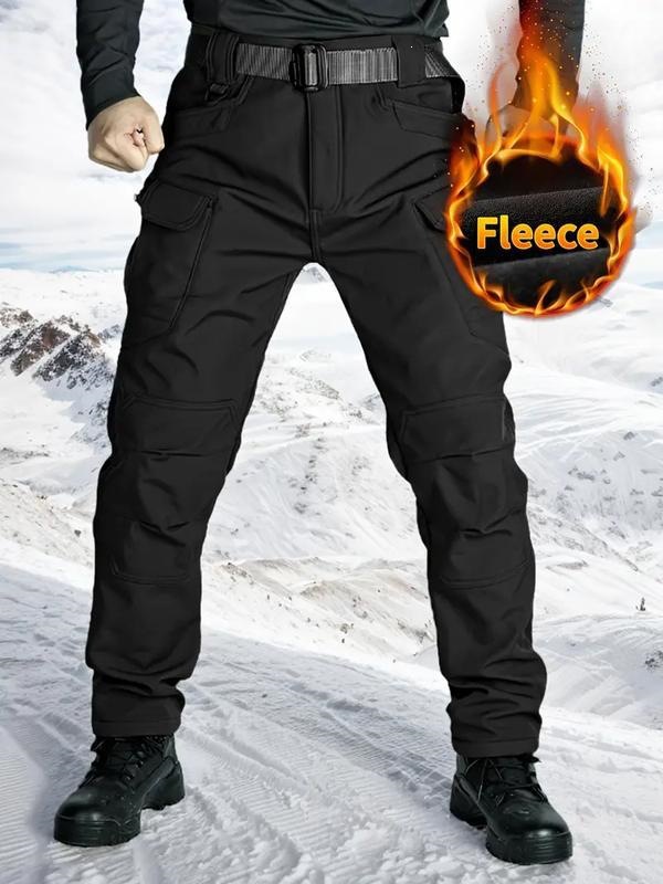 Men's Fleece Lined Waterproof Outdoor Hiking Pants, Warm Winter Insulated Snow Pant