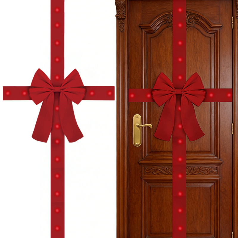 LED light glowing red Christmas bow