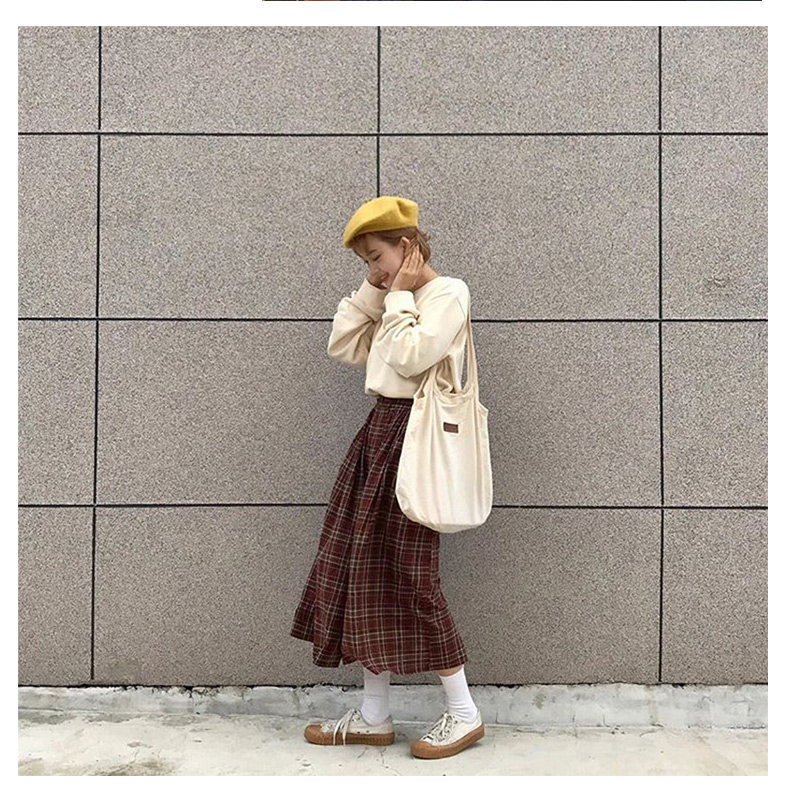 Retro Solid Color Wool Beret Hat for Women, Autumn Winter Adjustable Painter Cap