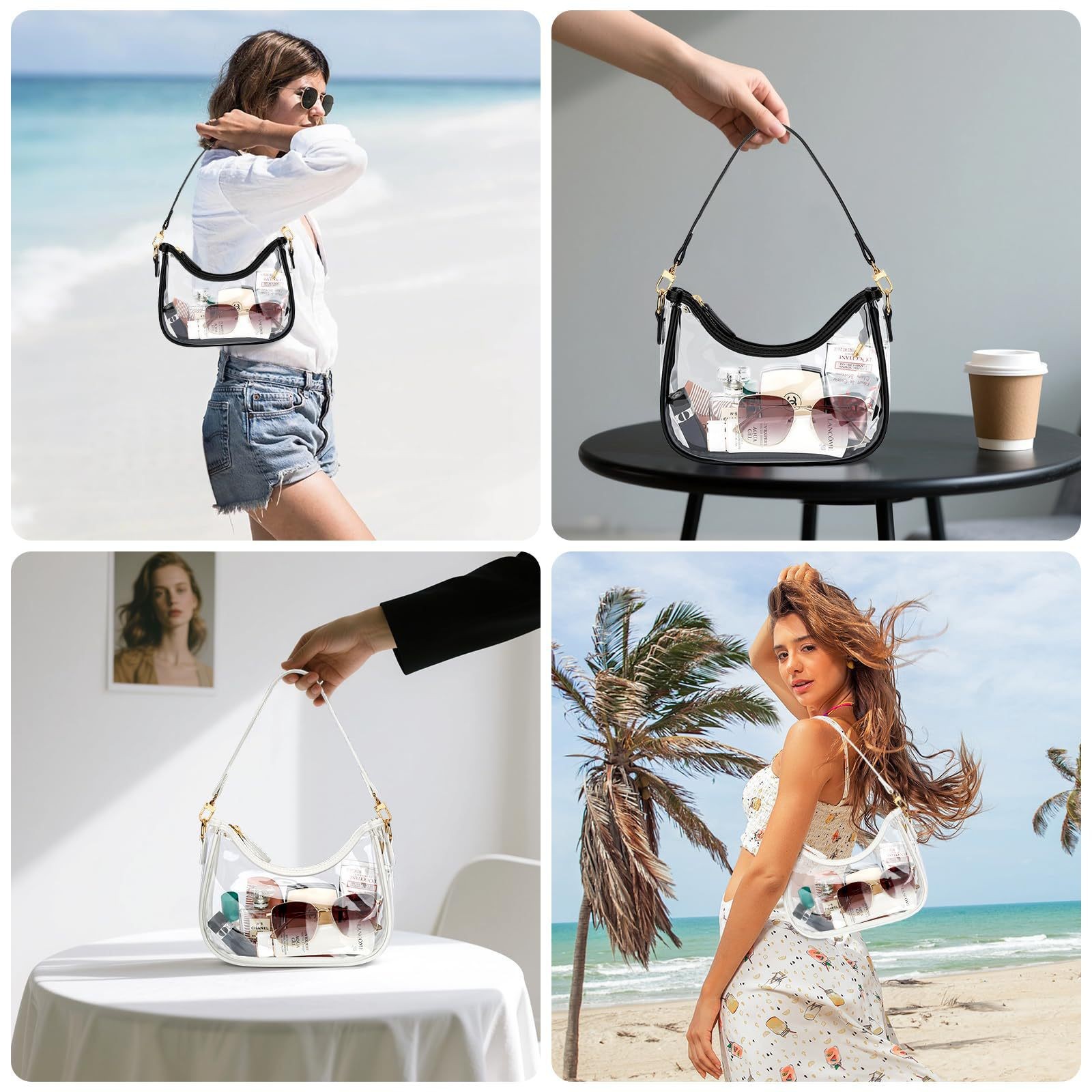 PU Leather Women's Underarm Bag Large Capacity Zipper Tote Handbag
