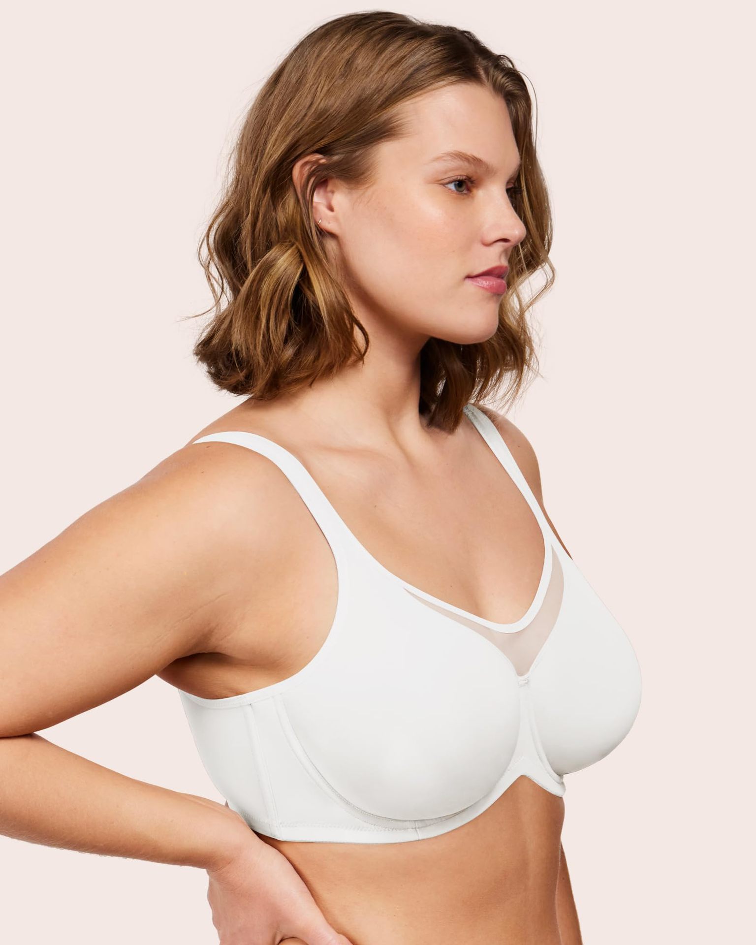 Women's Plus Size Full Cup Underwire Bra Unlined Breathable T-Shirt Bra with Wide Size Range