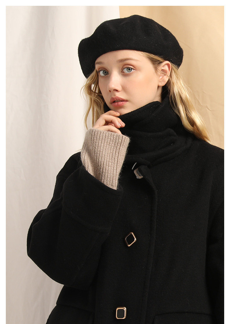 Retro Solid Color Wool Beret Hat for Women, Autumn Winter Adjustable Painter Cap
