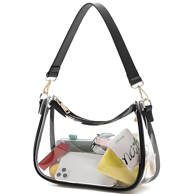 PU Leather Women's Underarm Bag Large Capacity Zipper Tote Handbag