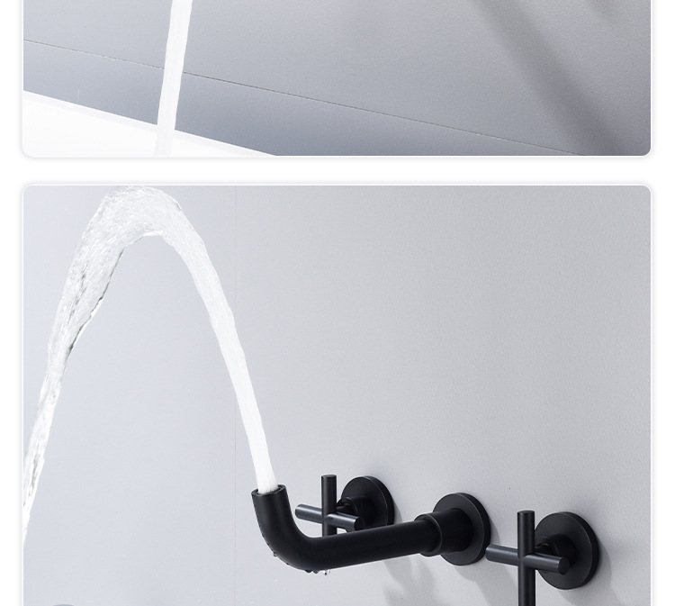 All-Copper Concealed Basin Mixer Tap Pre-Embedded Dual-Handle Wall-Mounted Three-Hole Faucet