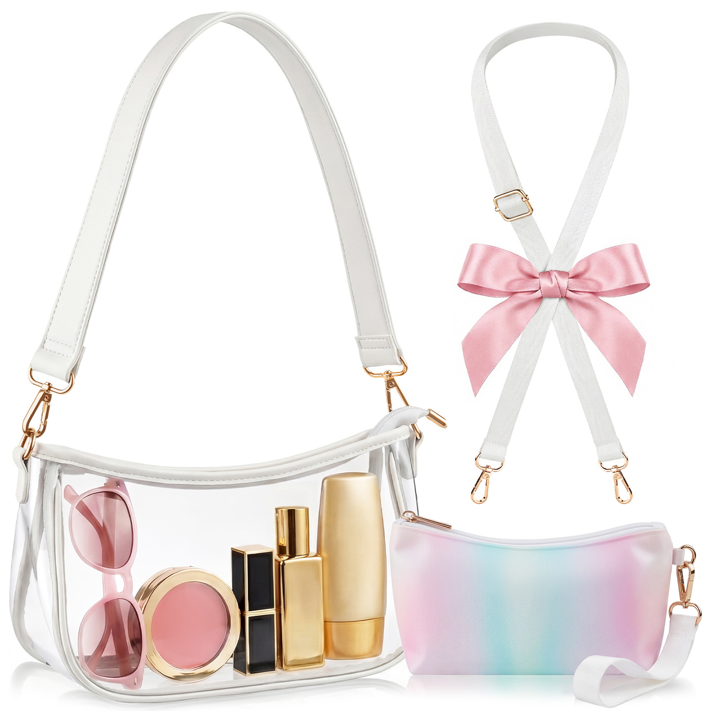 PU Leather Women's Underarm Bag Large Capacity Zipper Tote Handbag