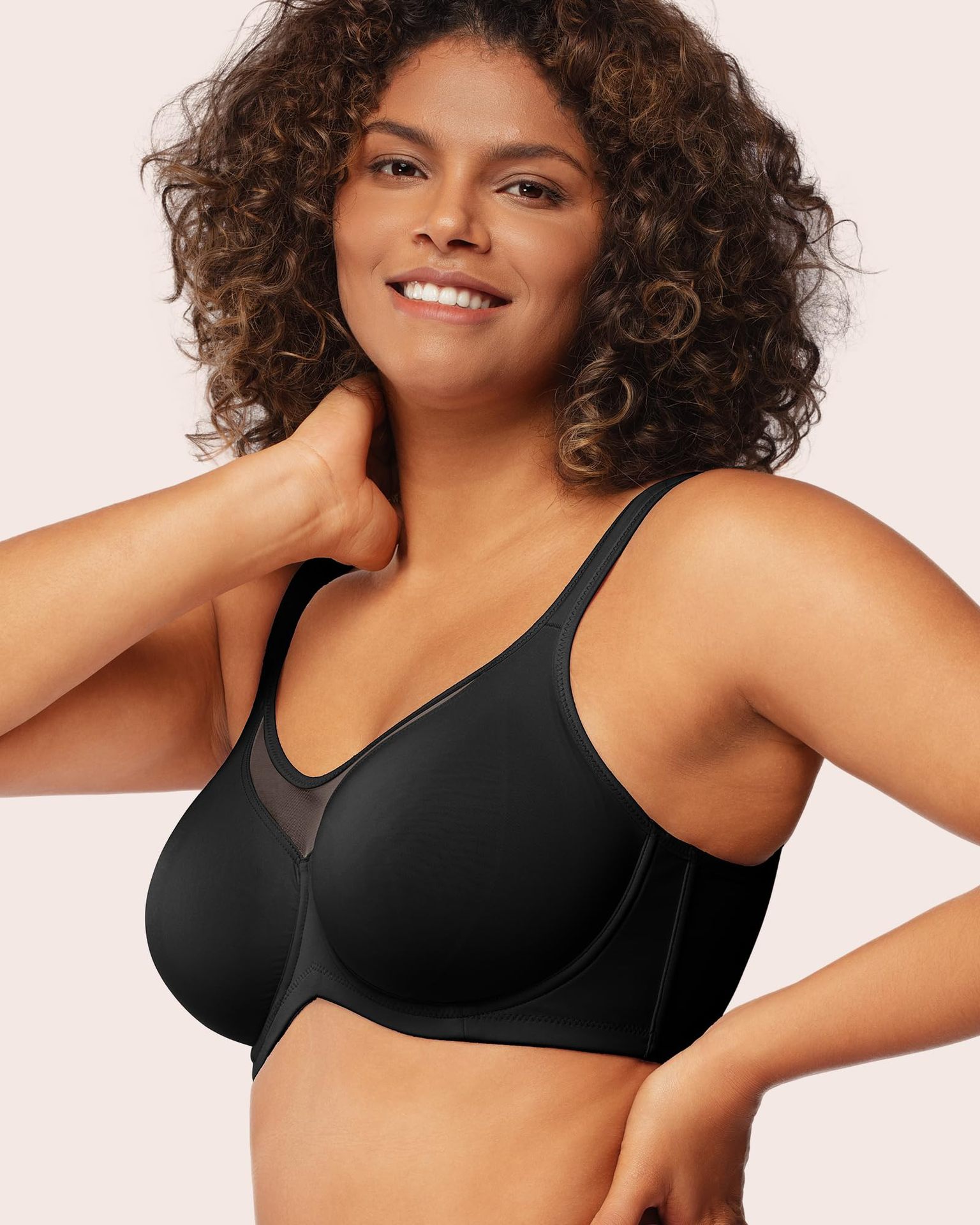 Women's Plus Size Full Cup Underwire Bra Unlined Breathable T-Shirt Bra with Wide Size Range