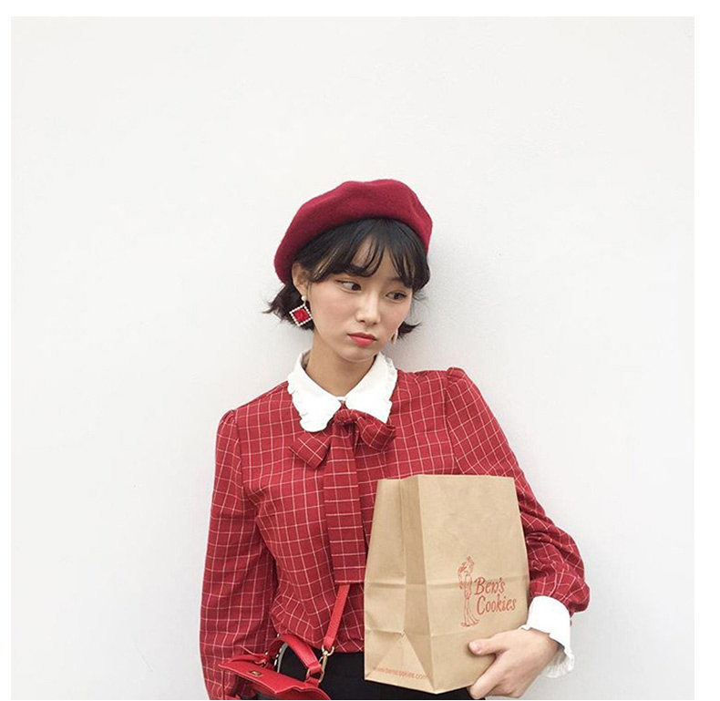 Retro Solid Color Wool Beret Hat for Women, Autumn Winter Adjustable Painter Cap