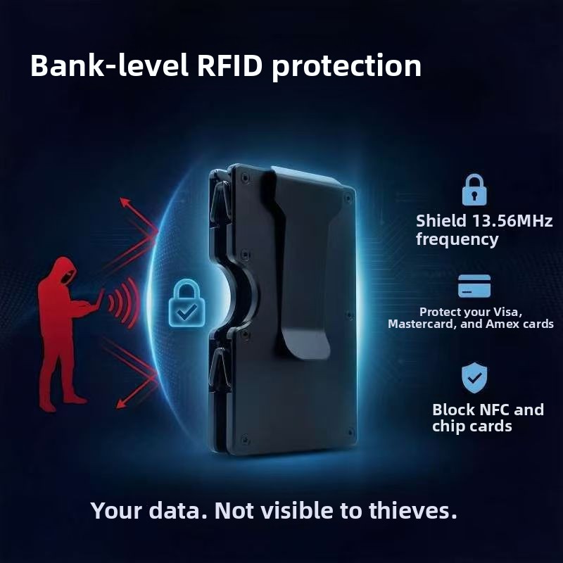 Creative Aluminum Alloy RFID Blocking Card Holder Large Capacity Anti-Theft Metal Wallet