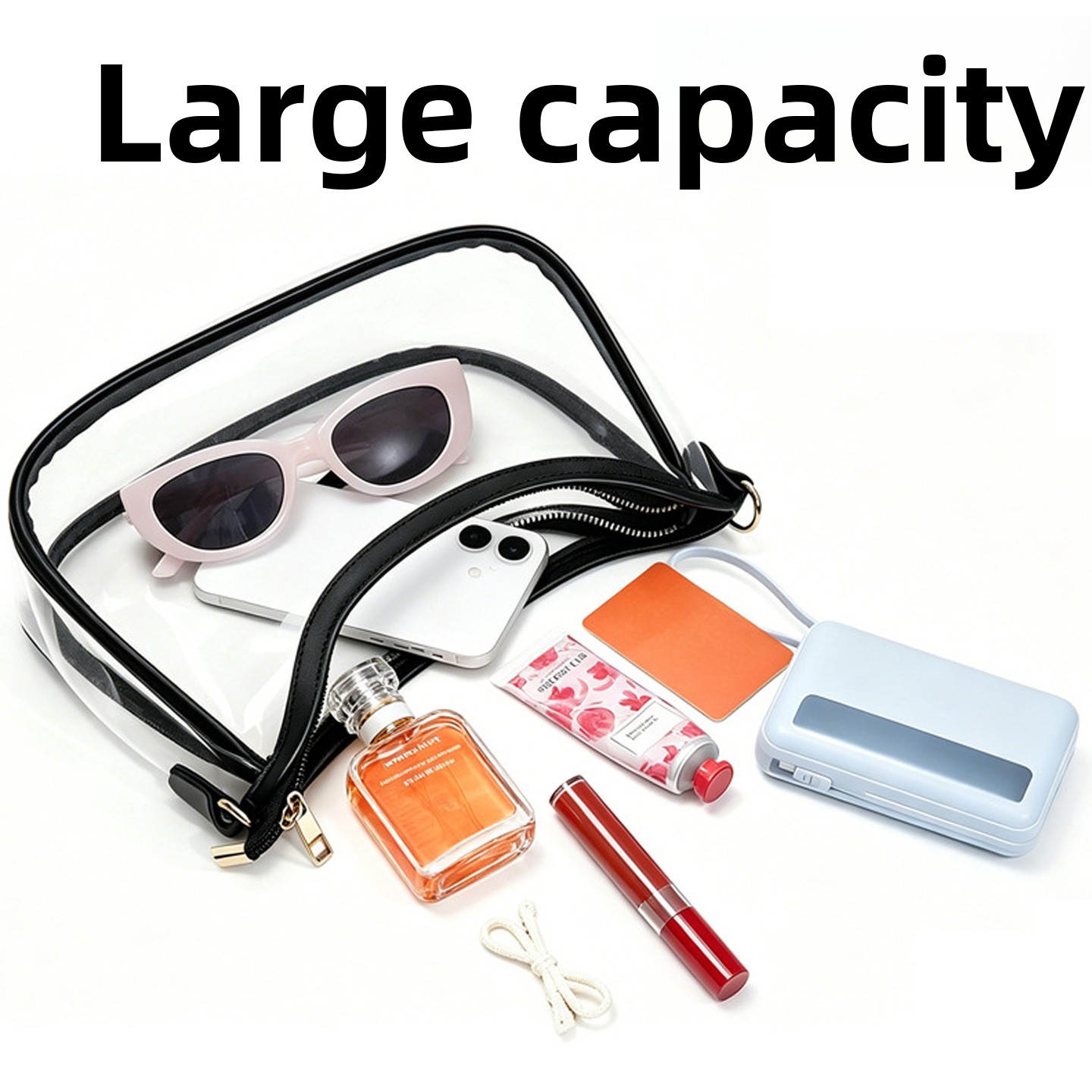 PU Leather Women's Underarm Bag Large Capacity Zipper Tote Handbag