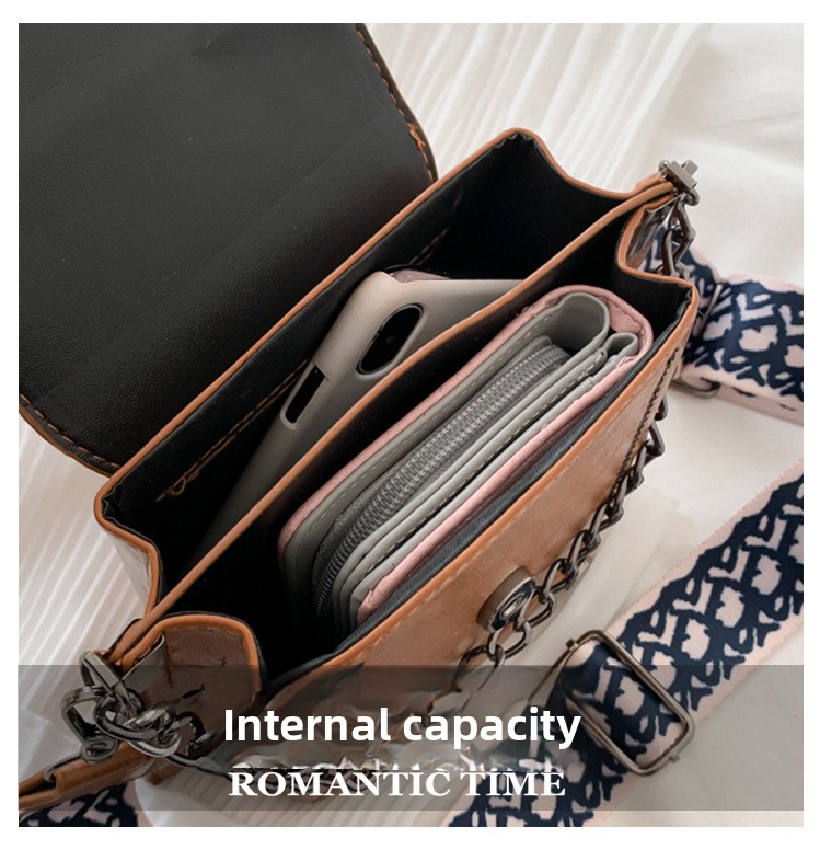 Women Textured PU Leather Small Square Crossbody Bag with Wide Shoulder Strap