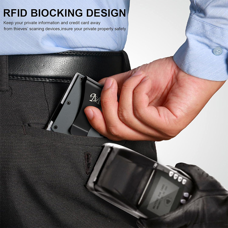 Ultra-Thin Aluminum RFID Blocking Metal Card Holder Case for Men