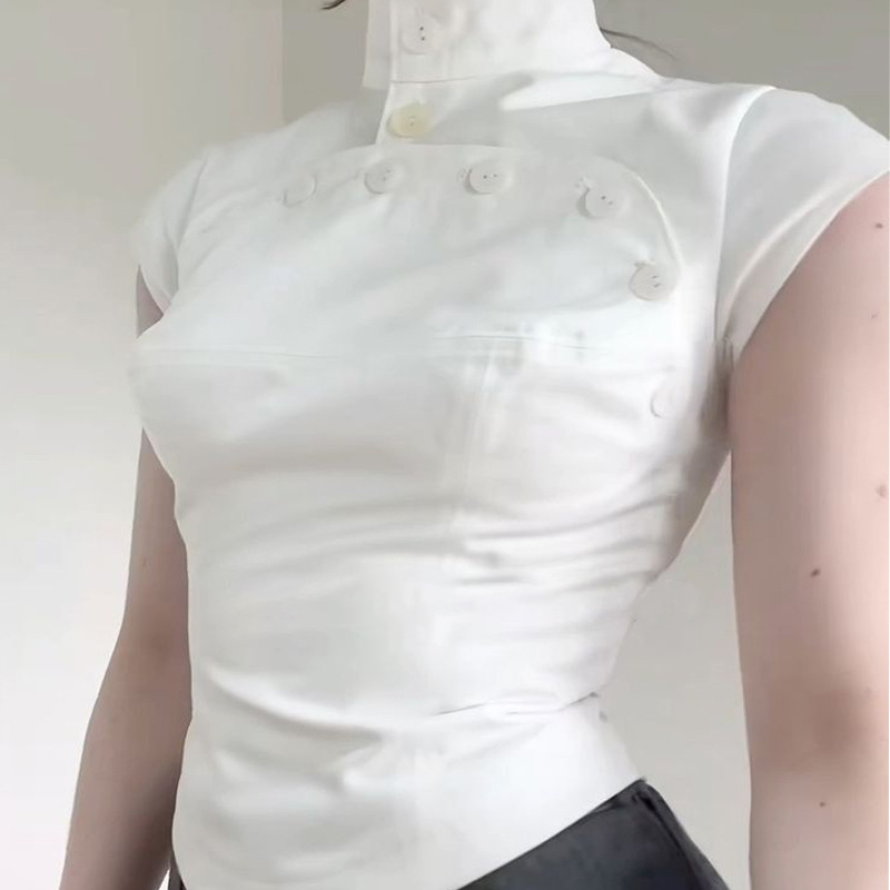 Women's Solid Color Button-Up Polo Collar Long Sleeve Knit Top