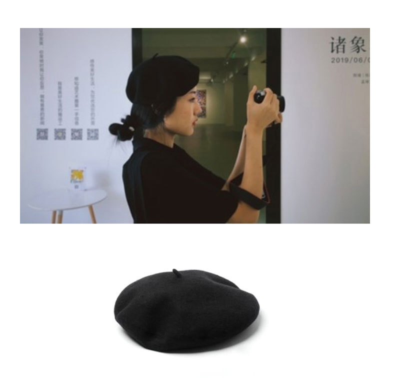 Retro Solid Color Wool Beret Hat for Women, Autumn Winter Adjustable Painter Cap