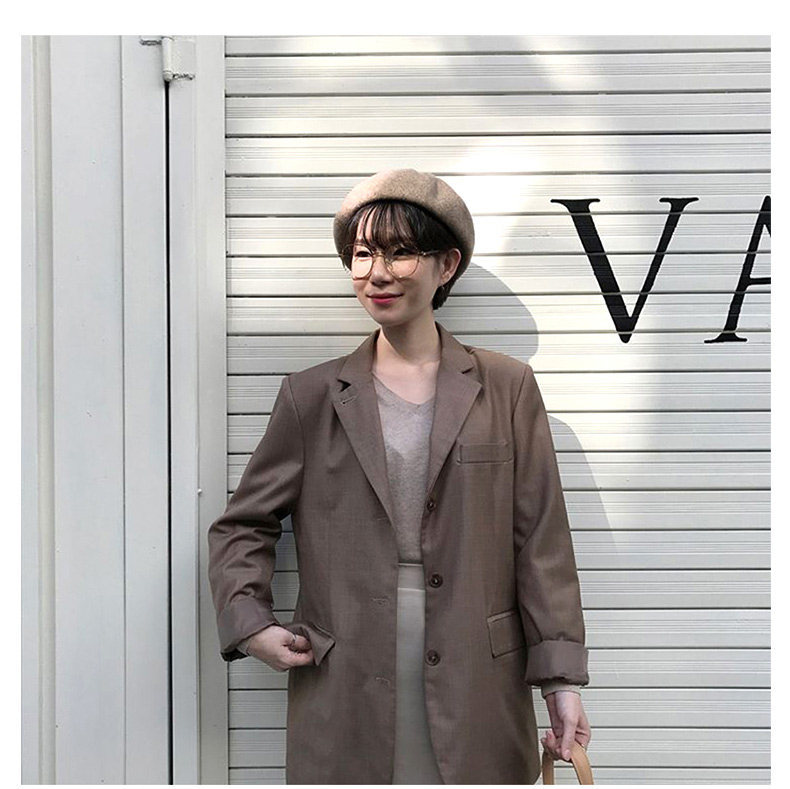 Retro Solid Color Wool Beret Hat for Women, Autumn Winter Adjustable Painter Cap