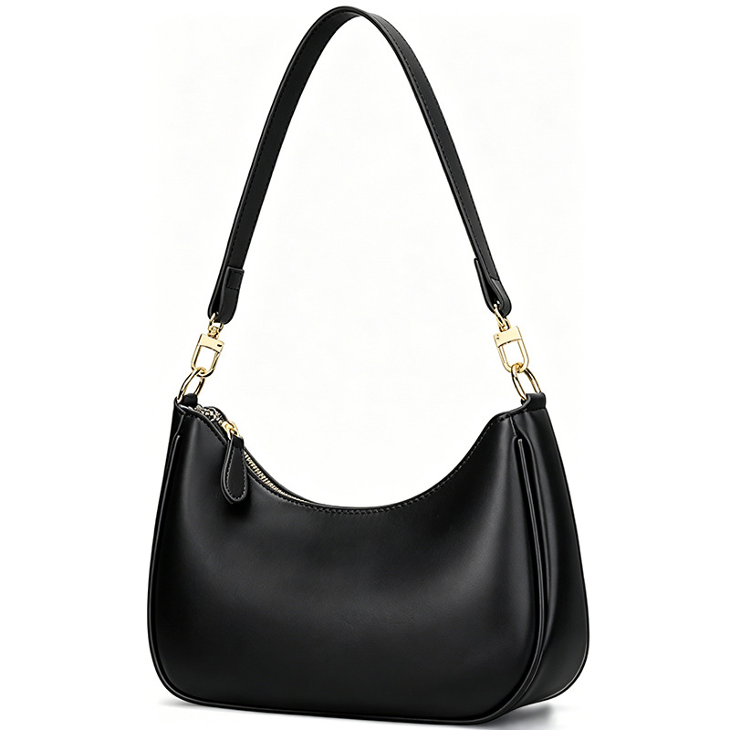 PU Leather Women's Underarm Bag Large Capacity Zipper Tote Handbag