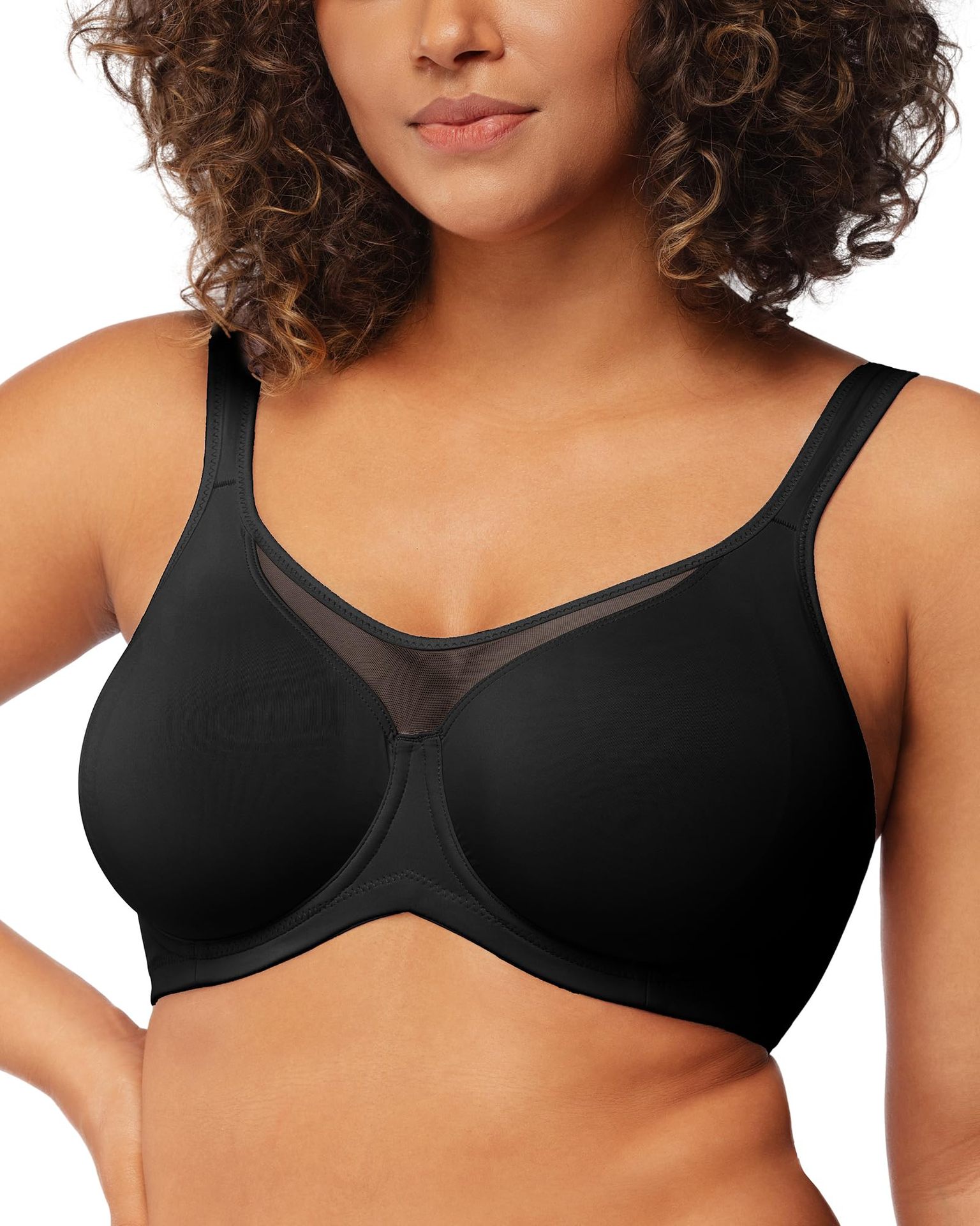 Women's Plus Size Full Cup Underwire Bra Unlined Breathable T-Shirt Bra with Wide Size Range