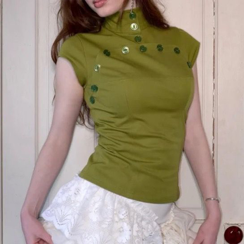 Women's Solid Color Button-Up Polo Collar Long Sleeve Knit Top