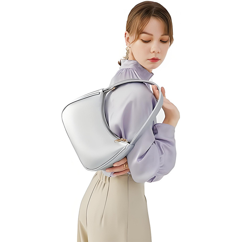 PU Leather Women's Underarm Bag Large Capacity Zipper Tote Handbag
