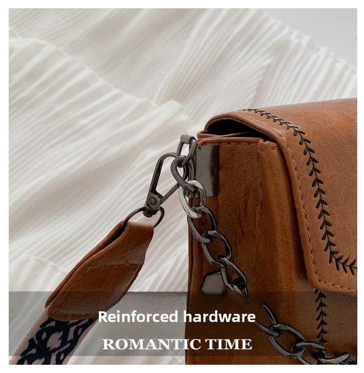 Women Textured PU Leather Small Square Crossbody Bag with Wide Shoulder Strap