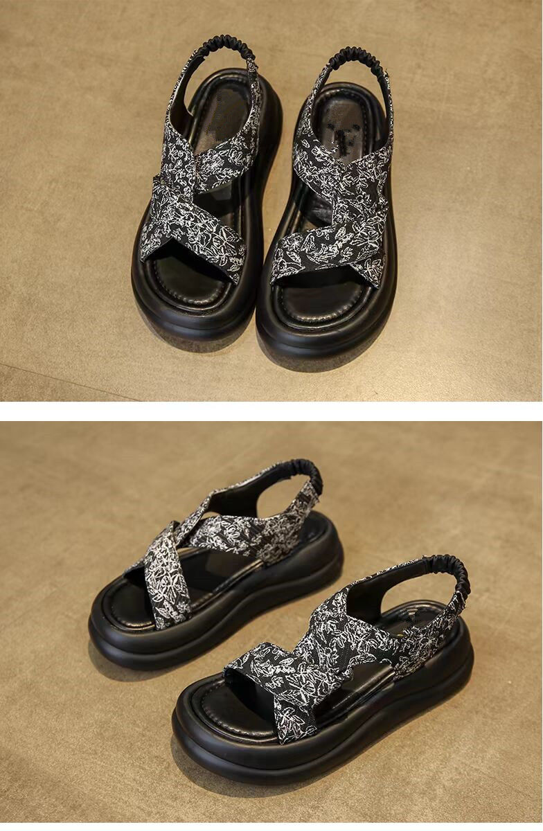 Women's Casual Square Toe Roman Sandals with Thick Sole