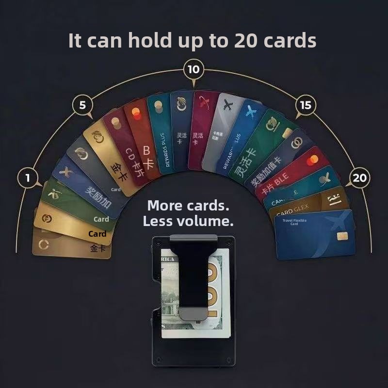 Creative Aluminum Alloy RFID Blocking Card Holder Large Capacity Anti-Theft Metal Wallet