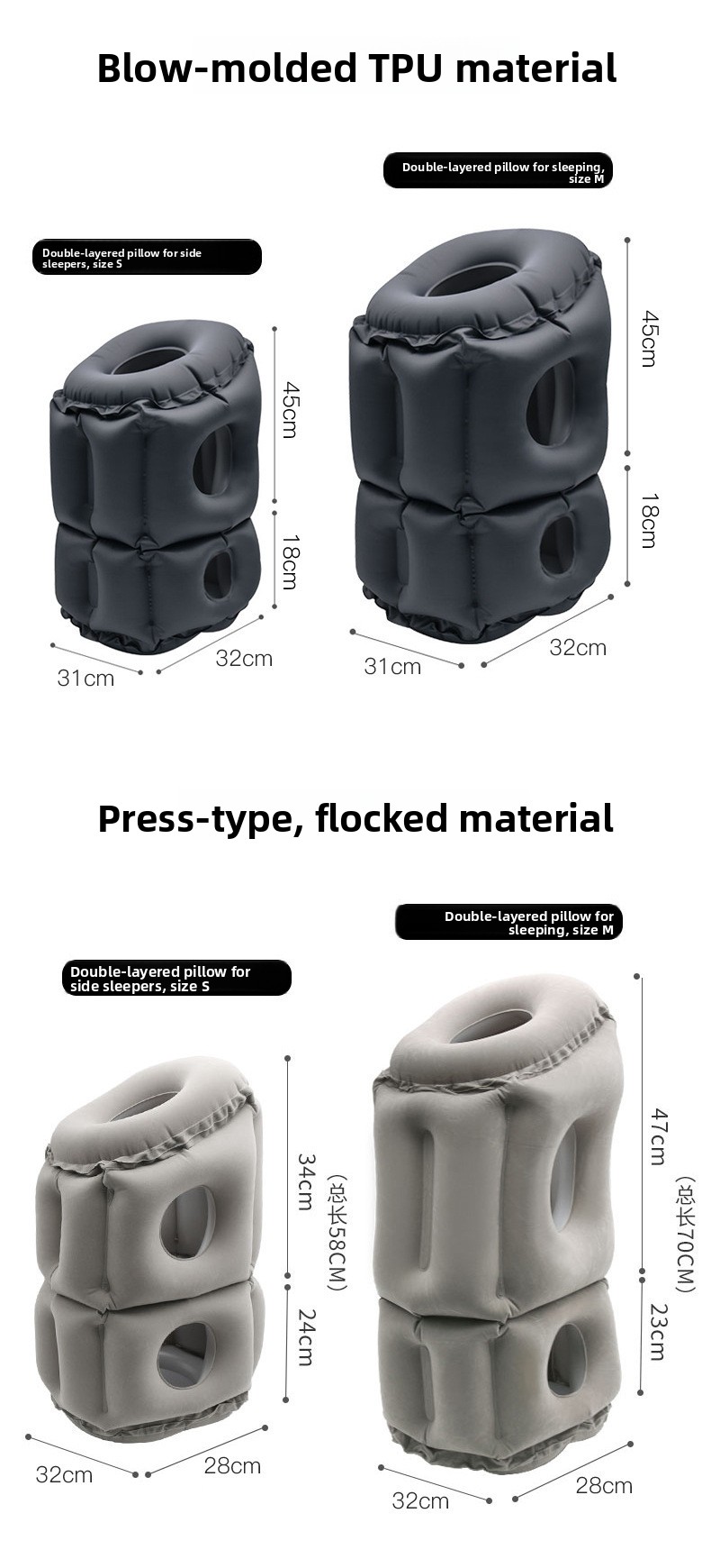 Inflatable Flocking Nap Pillow Hands-Free Travel Office Lying Down Rest Cushion