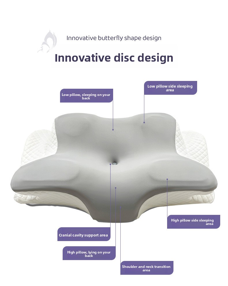 Ergonomic Contour Memory Foam Pillow Slow Rebound Neck Support Cooling Travel Pillow
