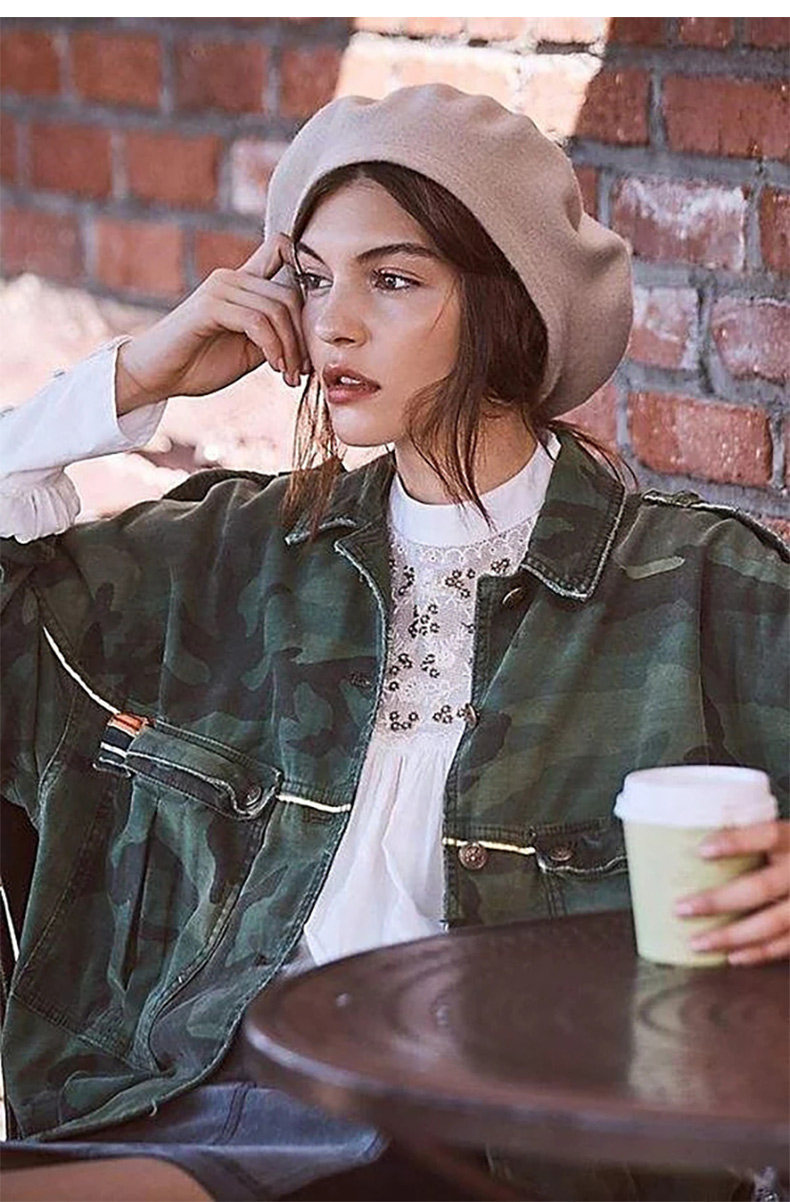 Retro Solid Color Wool Beret Hat for Women, Autumn Winter Adjustable Painter Cap