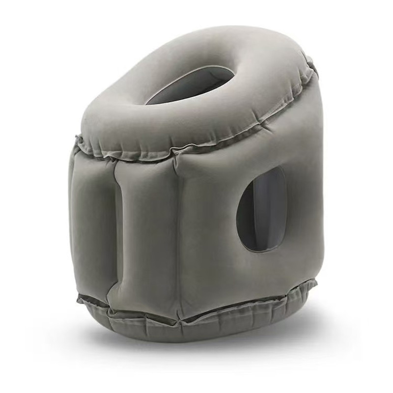 Inflatable Flocking Nap Pillow Hands-Free Travel Office Lying Down Rest Cushion