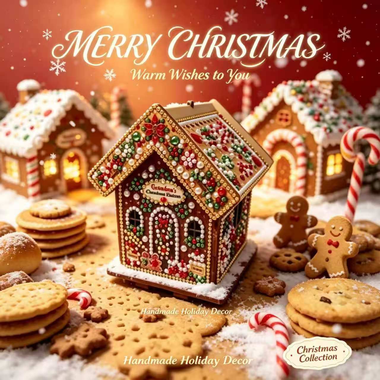 DIY Diamond Painting Kit Christmas House Rhinestone Art Hanging Ornament