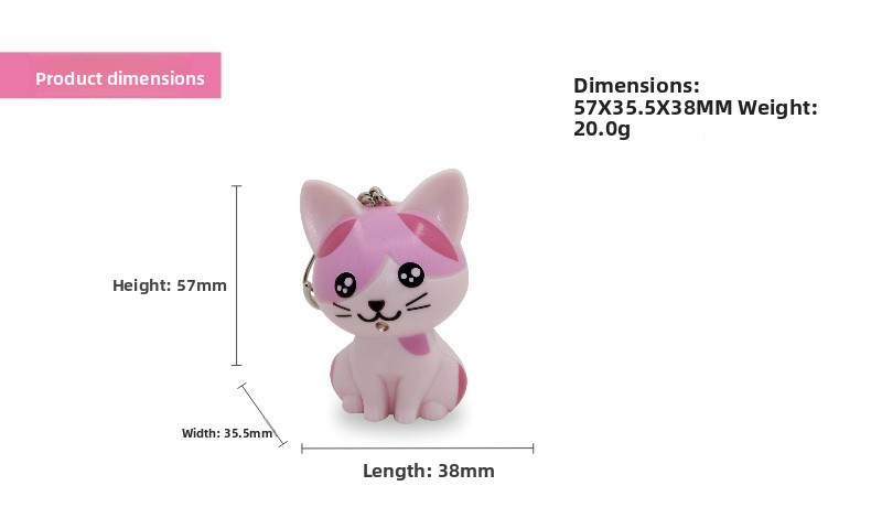 LED Sound Light-Up Kitten Keychain Pendant