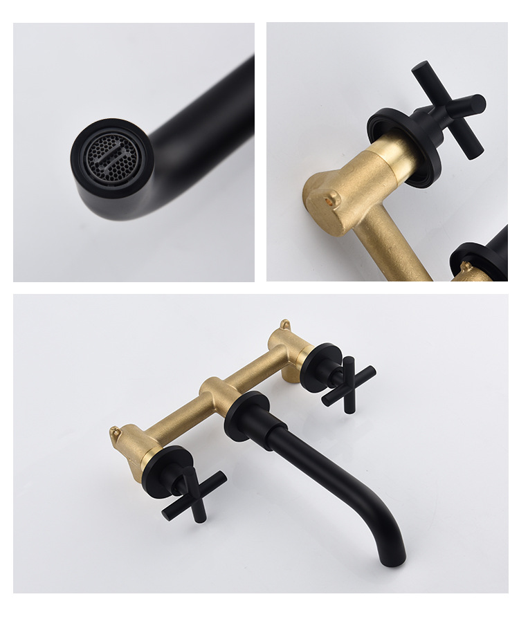 All-Copper Concealed Basin Mixer Tap Pre-Embedded Dual-Handle Wall-Mounted Three-Hole Faucet