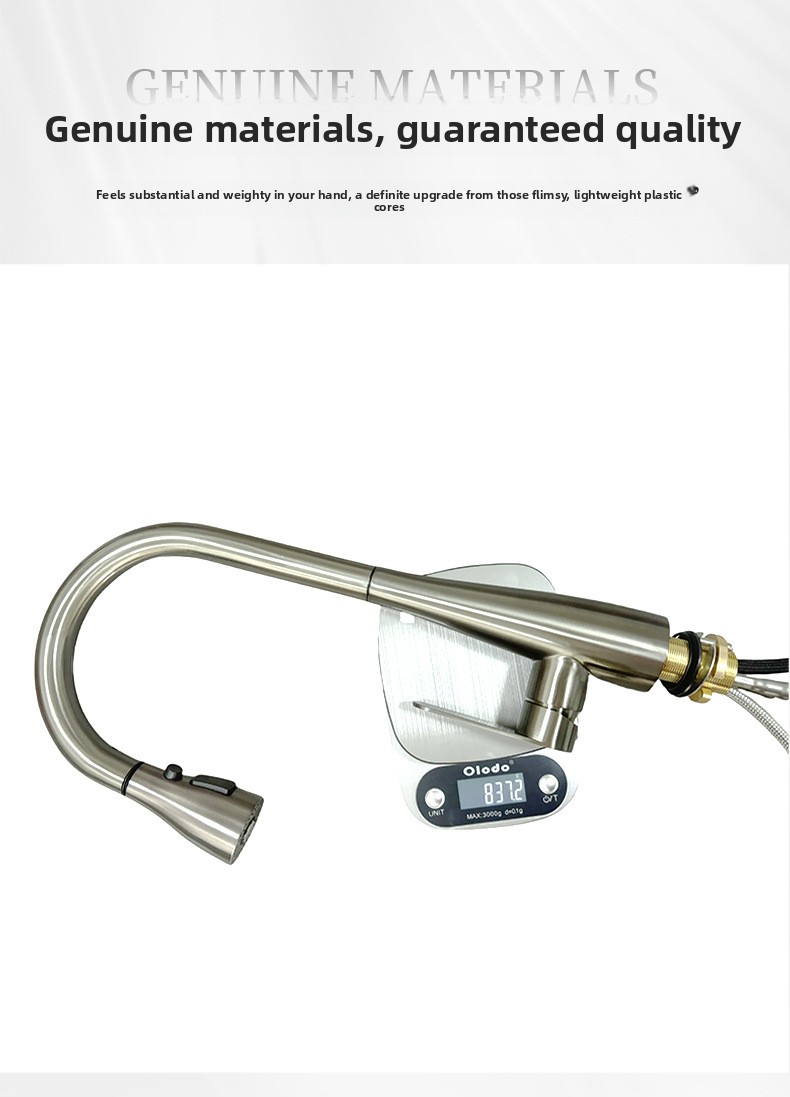 304 Stainless Steel Pull-Out Kitchen Sink Faucet with Universal Rotation Gunmetal Gray