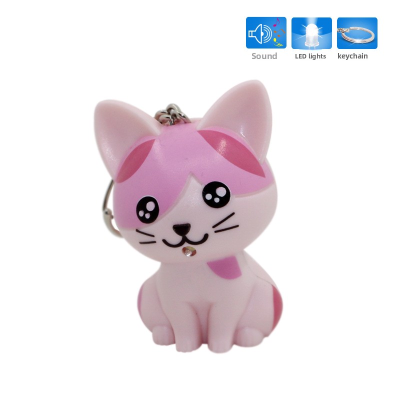 LED Sound Light-Up Kitten Keychain Pendant