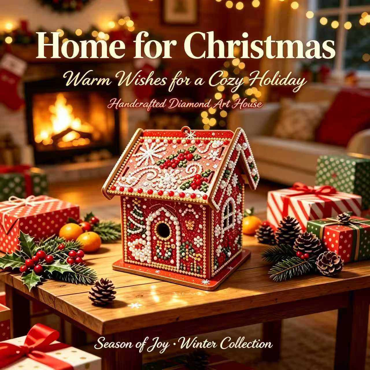DIY Diamond Painting Kit Christmas House Rhinestone Art Hanging Ornament