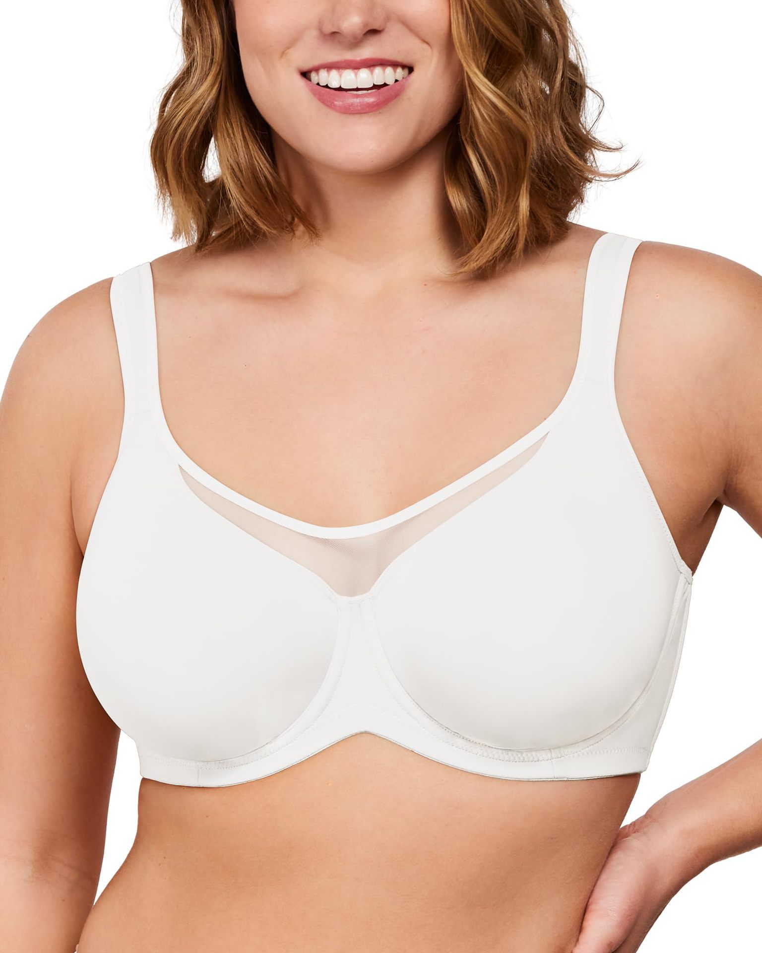 Women's Plus Size Full Cup Underwire Bra Unlined Breathable T-Shirt Bra with Wide Size Range