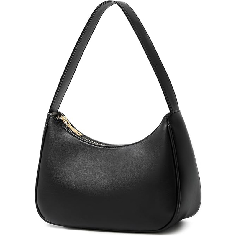 PU Leather Women's Underarm Bag Large Capacity Zipper Tote Handbag