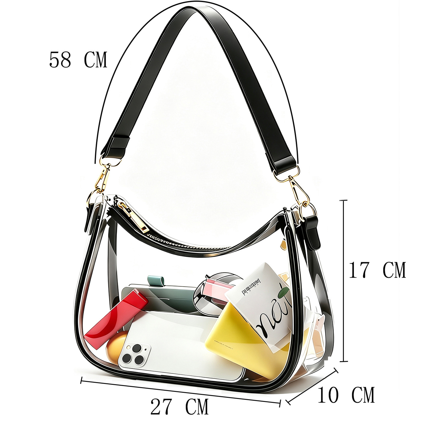 PU Leather Women's Underarm Bag Large Capacity Zipper Tote Handbag