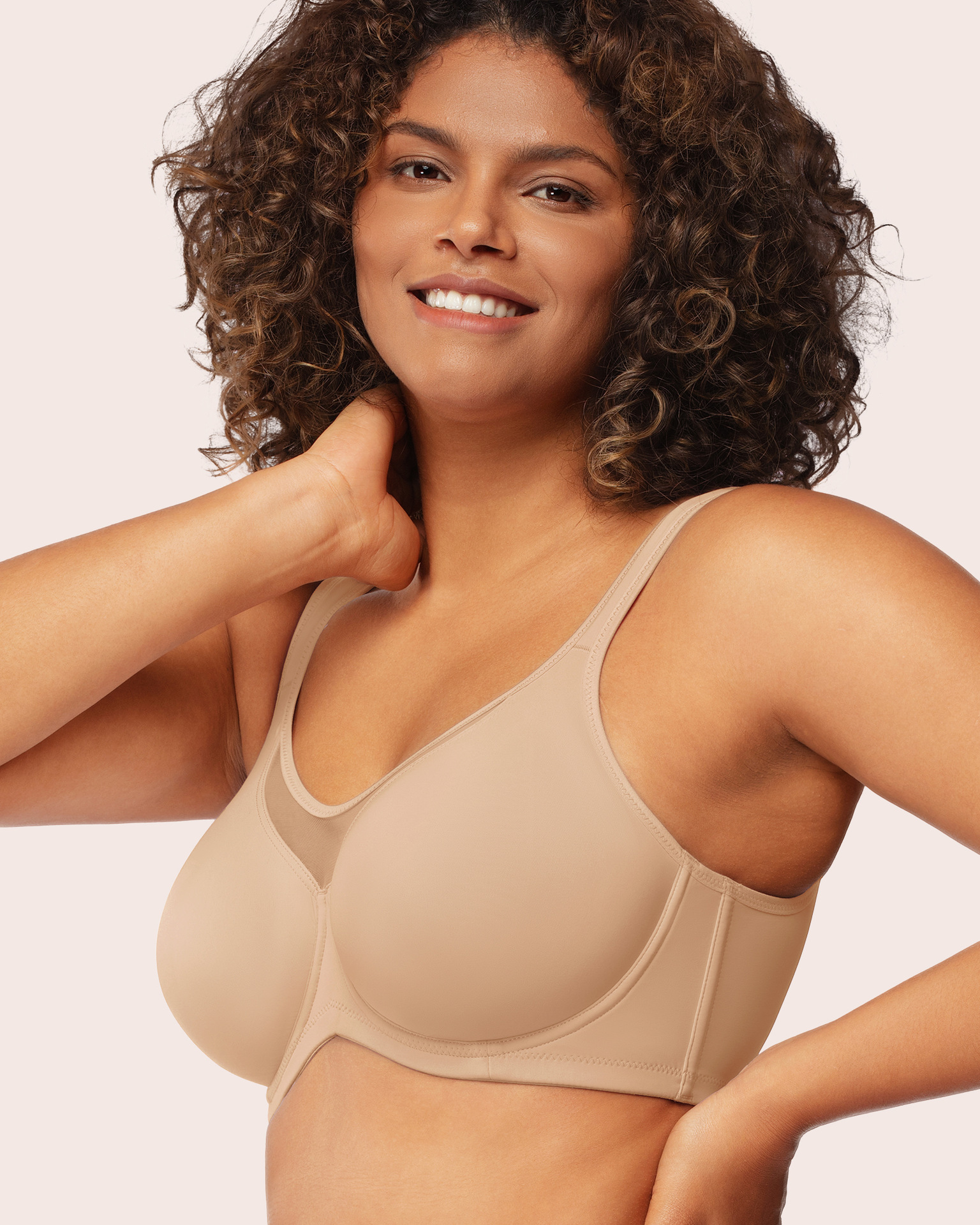 Women's Plus Size Full Cup Underwire Bra Unlined Breathable T-Shirt Bra with Wide Size Range