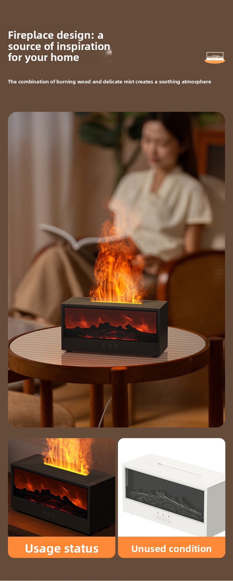 Humidifier vintage fireplace aroma diffuser