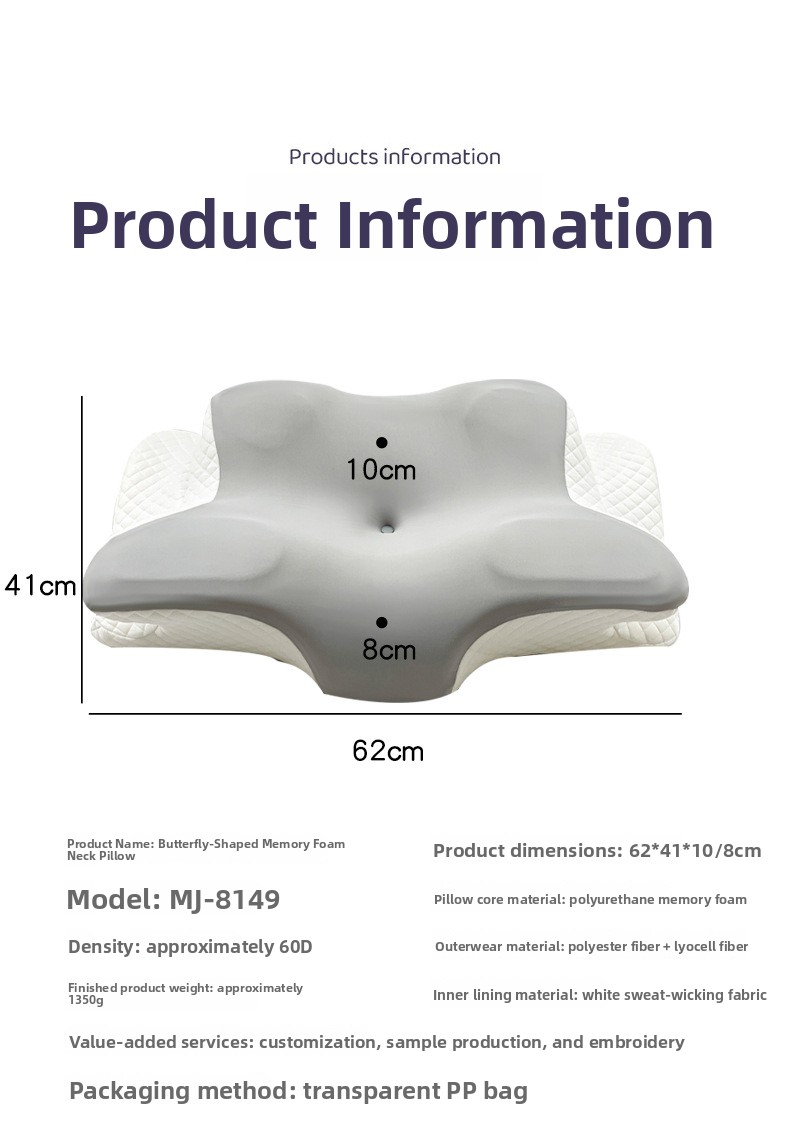 Ergonomic Contour Memory Foam Pillow Slow Rebound Neck Support Cooling Travel Pillow