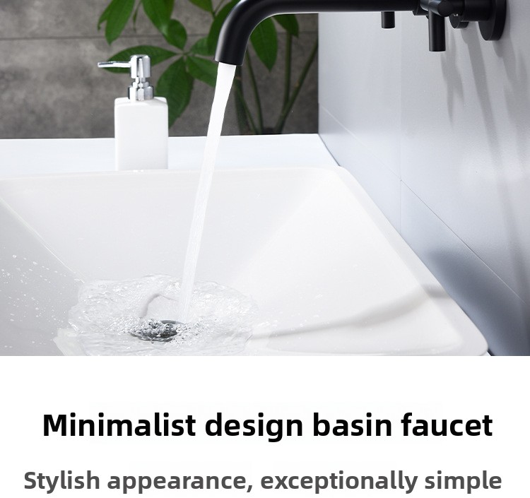 All-Copper Concealed Basin Mixer Tap Pre-Embedded Dual-Handle Wall-Mounted Three-Hole Faucet