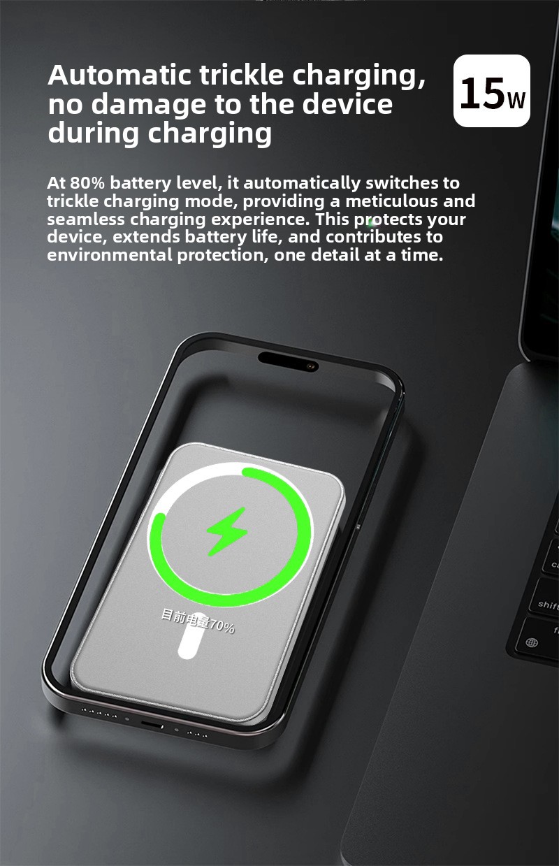 Two-way fast charging treasure with magnetic suction card bag