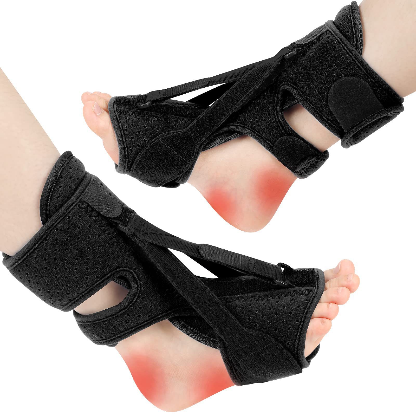 Adjustable Night Foot Splint for Ankle Correction and Plantar Fasciitis Relief with Massage Ball