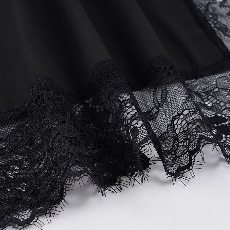 Elegant Black Lace Patchwork Halter Neck High Slit Long Evening Dress For Women