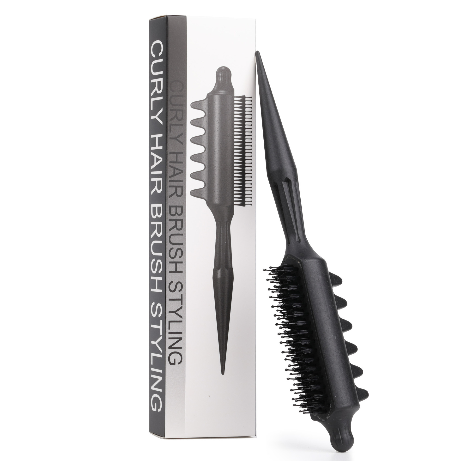 Bouncing Curling Comb with Pointed Tail ABS Hair Styling Brush for Volume and Curls
