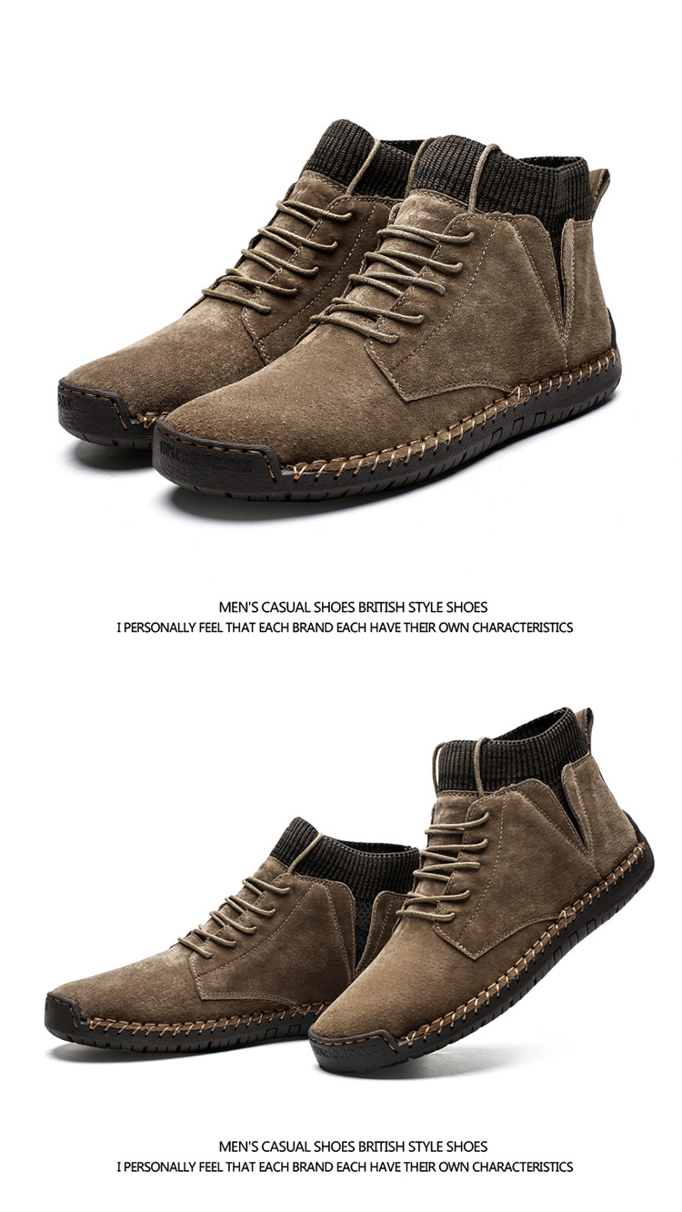 7009 Four Seasons trendy men's shoes high-top cotton-padded independent station plus size 38-48 casual handmade shoes cross-border socks mouth shoes
