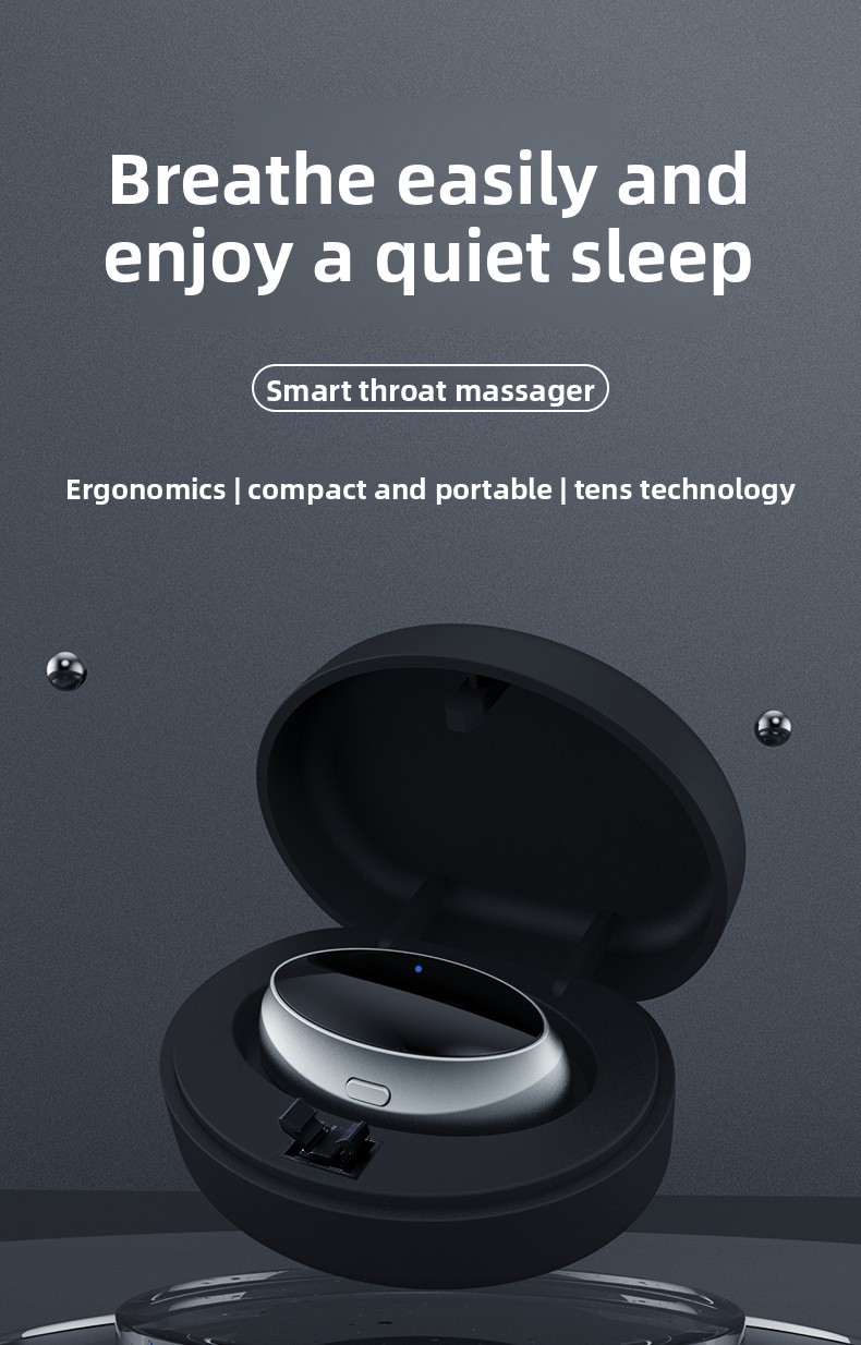 Smart Dual-Pulse Anti-Snoring Device Neck Massager for Sleep Apnea Relief and Airway Clearance