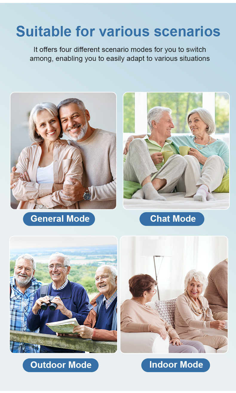 Rechargeable Digital Behind-The-Ear Hearing Aid with Noise Reduction and Type-C Charging for Elderly Adults