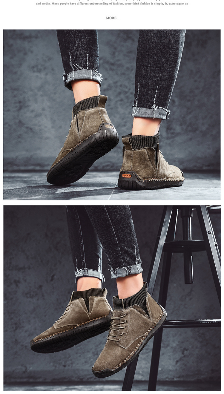7009 Four Seasons trendy men's shoes high-top cotton-padded independent station plus size 38-48 casual handmade shoes cross-border socks mouth shoes